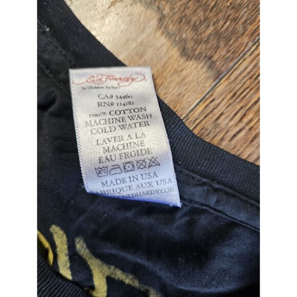 Vtg Y2K Ed Hardy Black Panther Roses Rhinestones Long Sleeve Top Size S - Picture 4 of 12